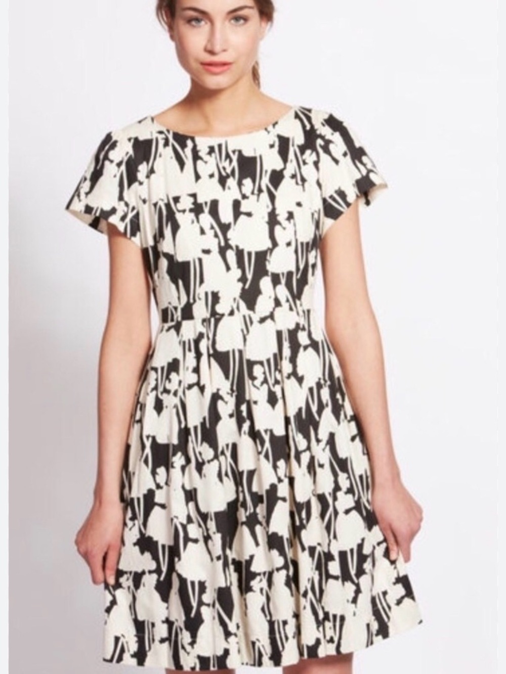 Orla Kiely x People Tree Black White ModCloth Short Sleeve Fit-and-Flare Dress